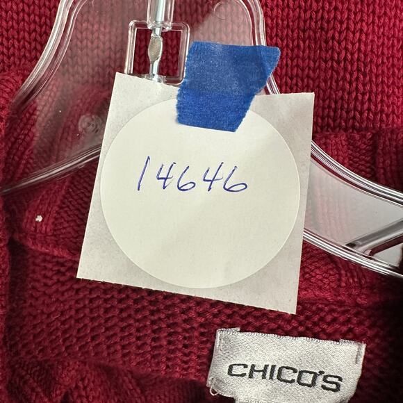 Chicos Womens Sweater Vest Size 1 US M Sleeveless‎ Knit Red Layering Pocket Cozy - Picture 7 of 7